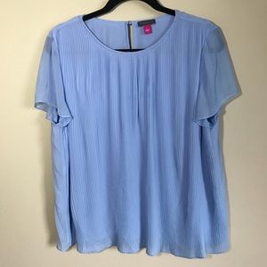 Vince Camuto Blue Accordion Style Top Size Large